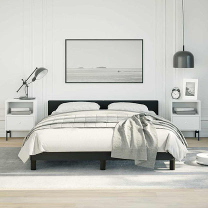 Bed Frame without Mattress Faux Leather Black Queen