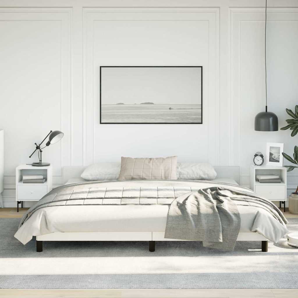 Bed Frame without Mattress Faux Leather White California King