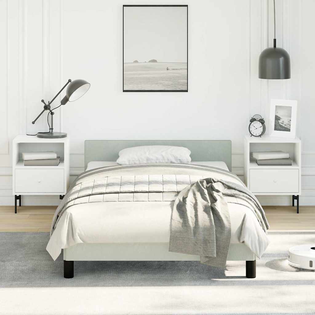 Bed Frame without Mattress Velvet Light grey Twin