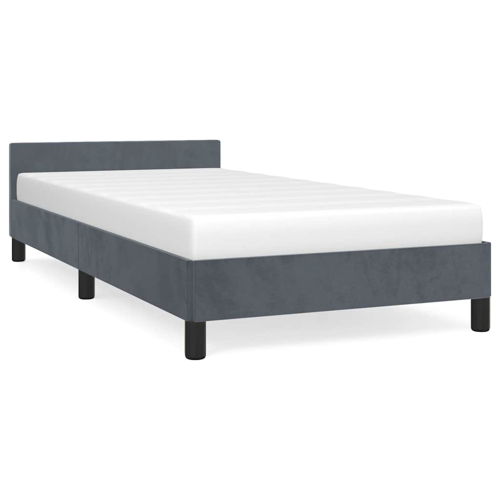 Bed Frame without Mattress Velvet Dark grey Twin XL