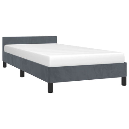 Bed Frame without Mattress Velvet Dark grey Twin XL