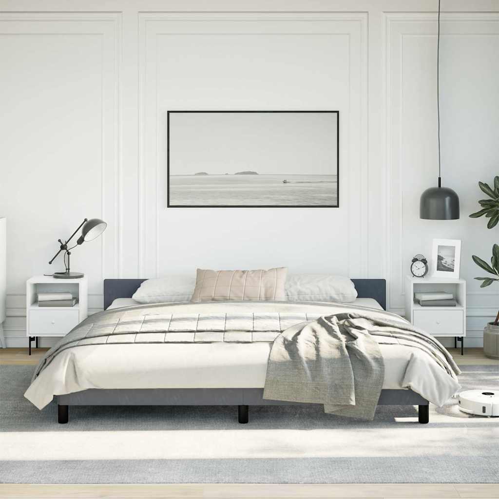 Bed Frame without Mattress Velvet Dark grey King