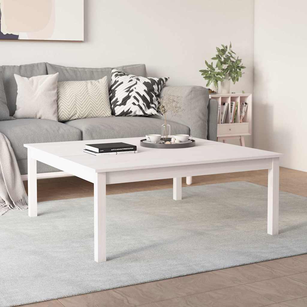 Coffee Table Solid Wood Pine Height 40 cm White 100 cm 100 cm