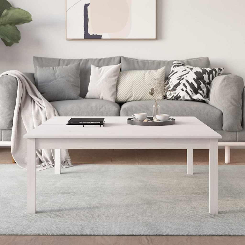 Coffee Table Solid Wood Pine Height 40 cm White 100 cm 100 cm