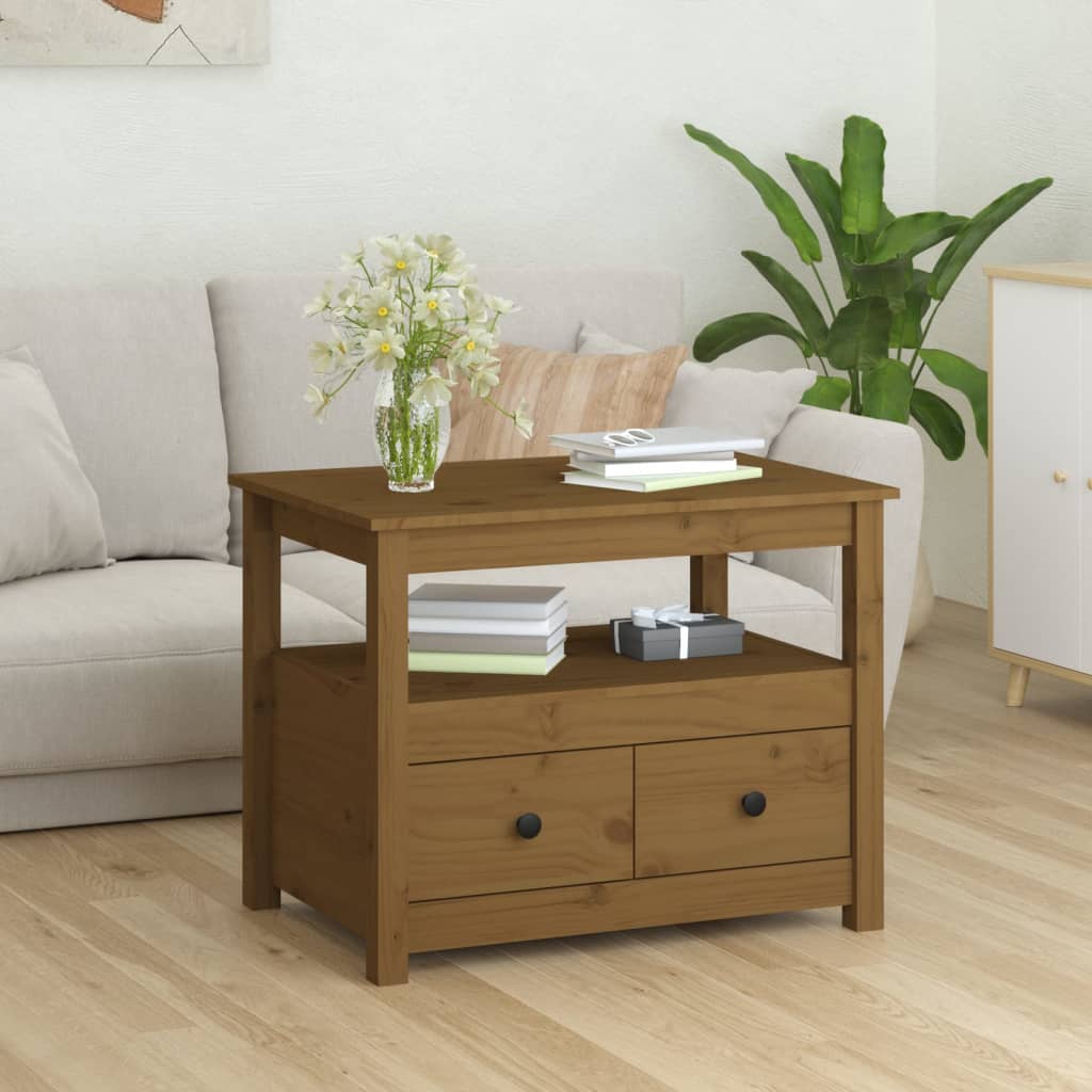 vidaXL Coffee Table Honey Brown 71x49x55 cm Solid Wood Pine