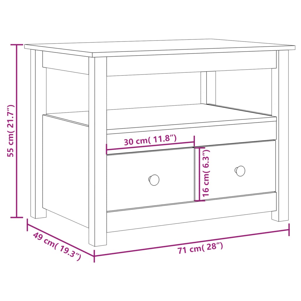 vidaXL Coffee Table Honey Brown 71x49x55 cm Solid Wood Pine