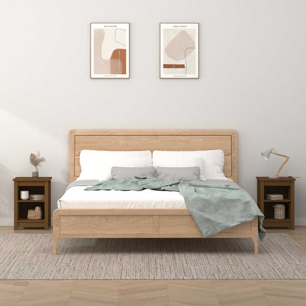 Bedside Cabinets 40x35x55 cm Solid Wood Pine Honey brown
