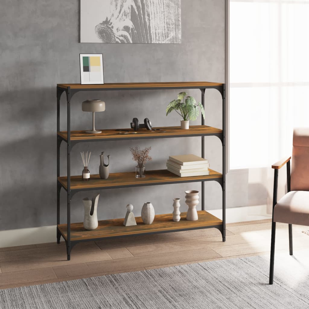 Book Cabinet 60x33x100 cm Engineered Wood and Steel Smoked oak