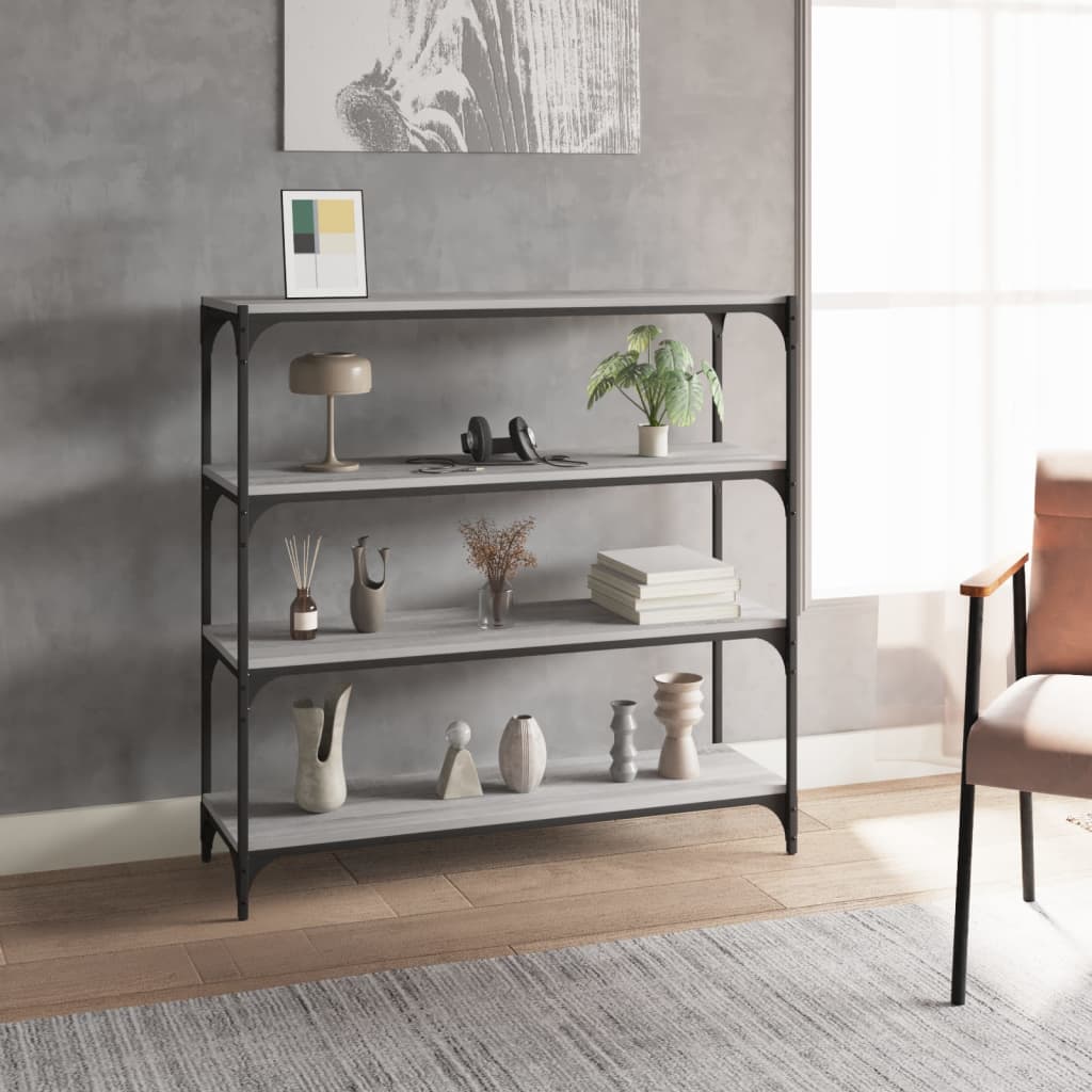Book Cabinet 60x33x100 cm Engineered Wood and Steel Grey sonoma