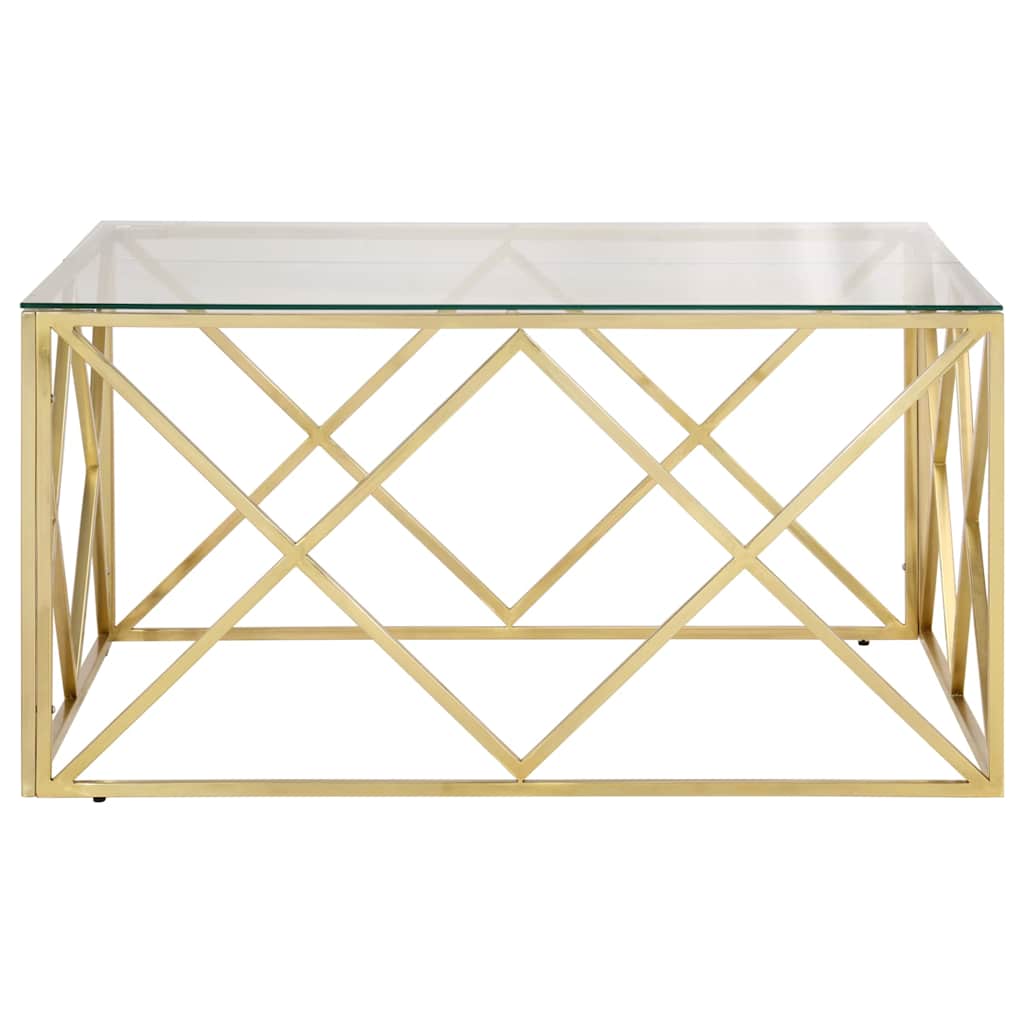 Coffee Table Stainless Steel and Tempered Gold