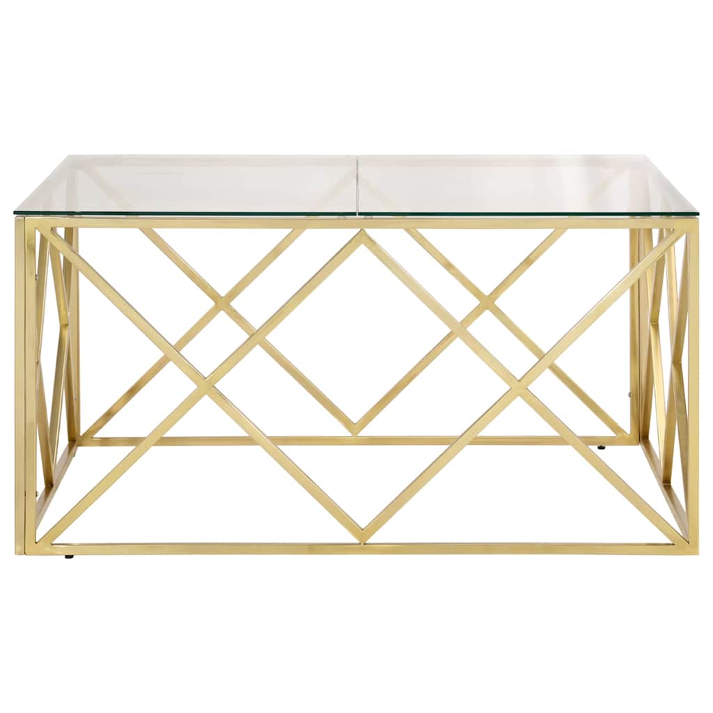 Coffee Table Stainless Steel and Tempered Gold