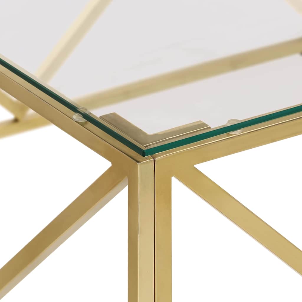 Coffee Table Stainless Steel and Tempered Gold