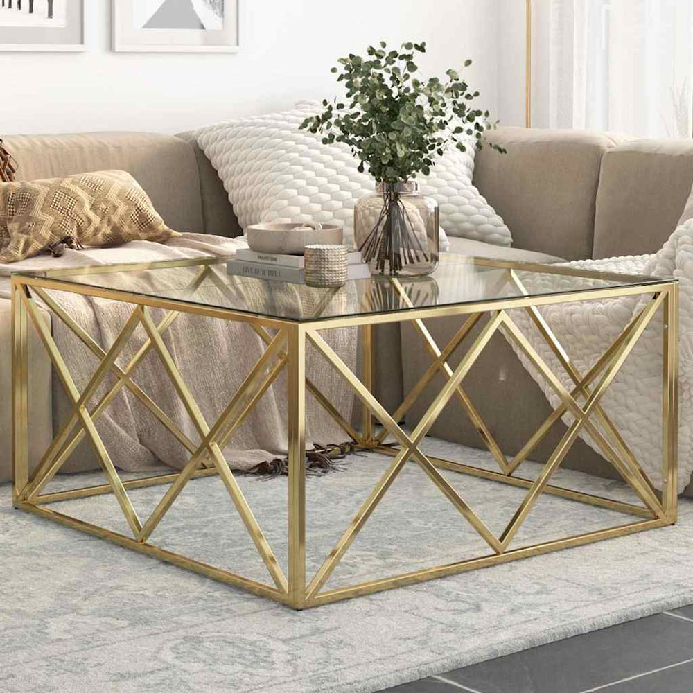 vidaXL Coffee Table Stainless Steel and Tempered