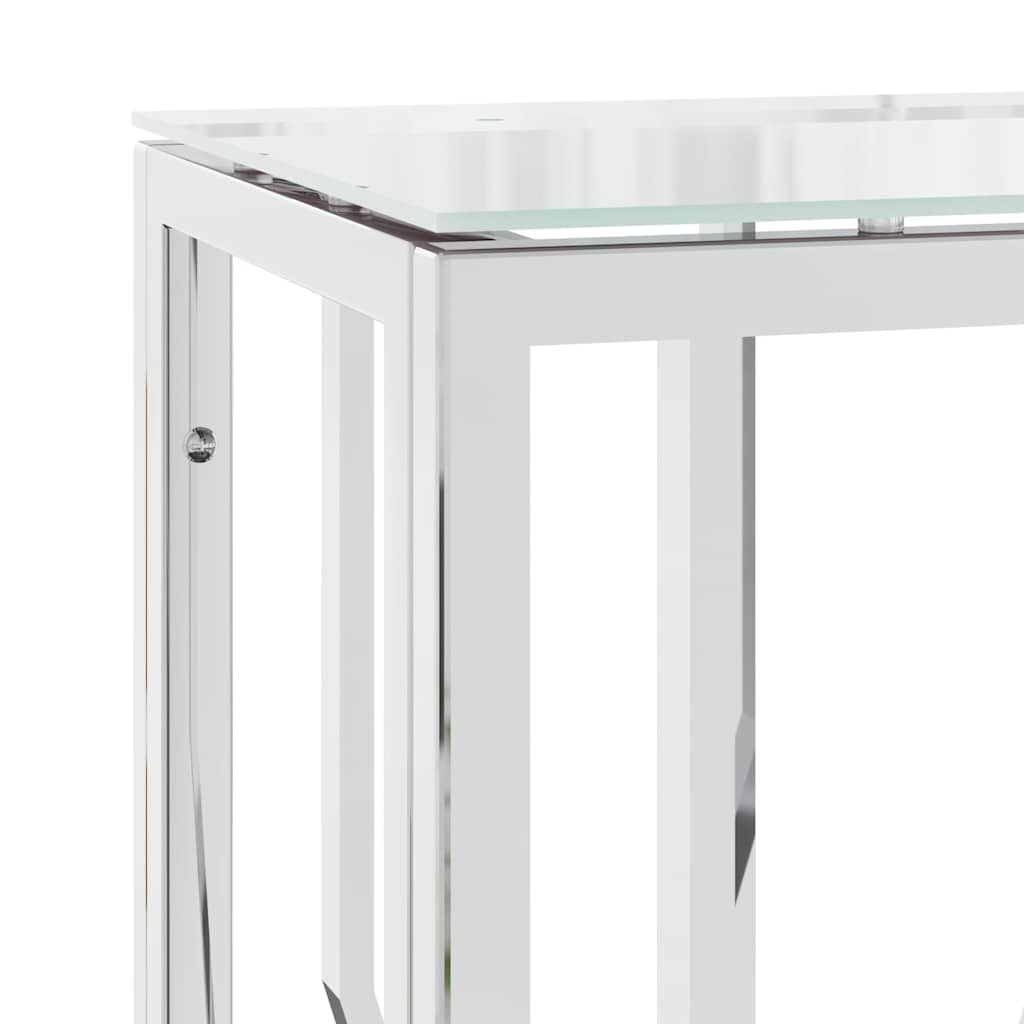 Console Table 70x30x70 cm Stainless Steel Silver Glass