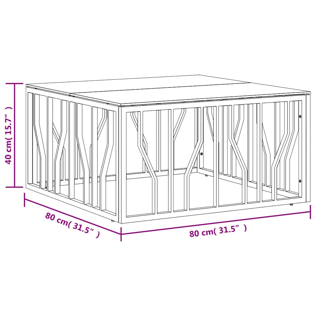 Coffee Table 80x80x40 cm Stainless Steel Silver