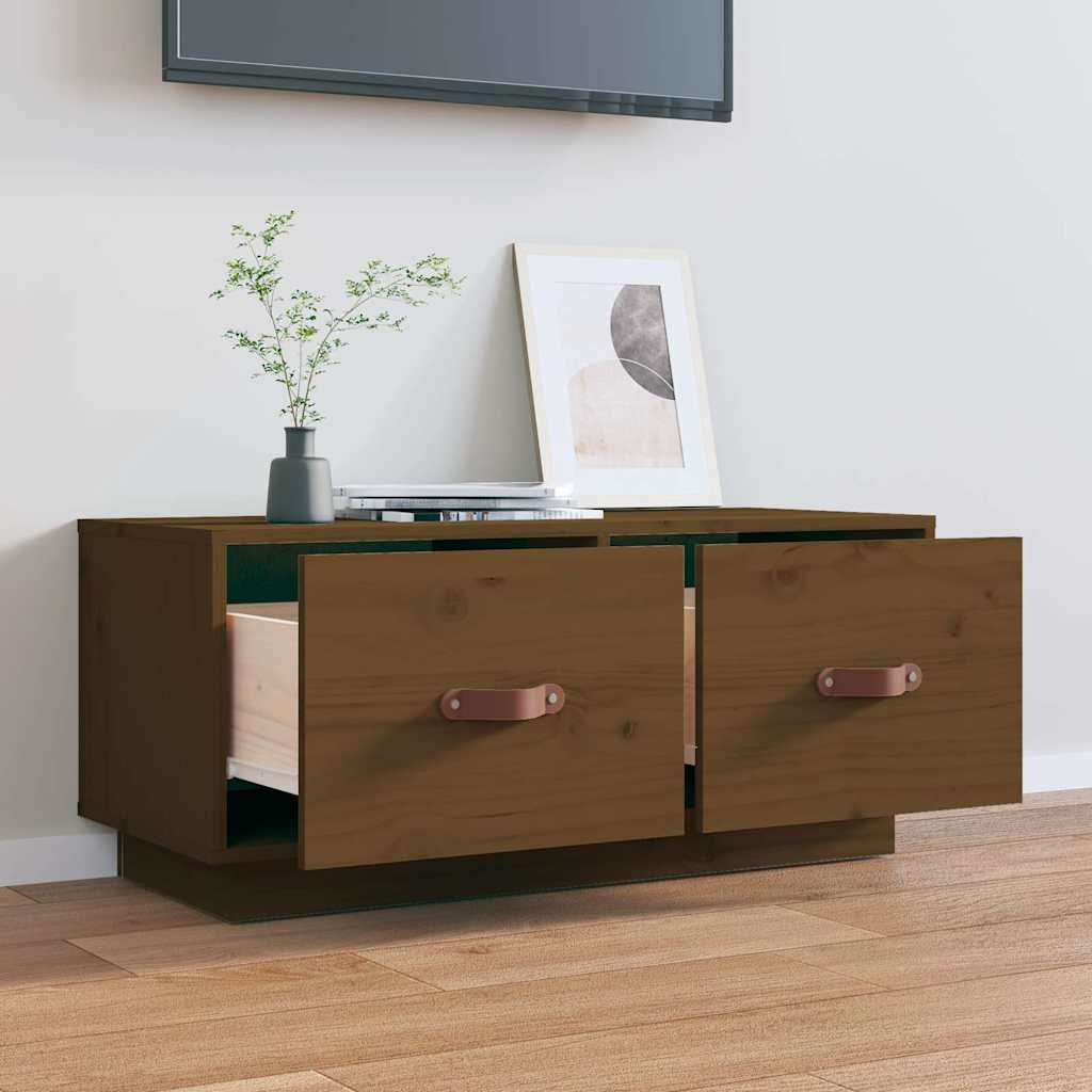 TV Cabinet 80x34x35 cm Solid Wood Pine Honey brown