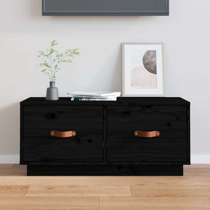 TV Cabinet 80x34x35 cm Solid Wood Pine Black