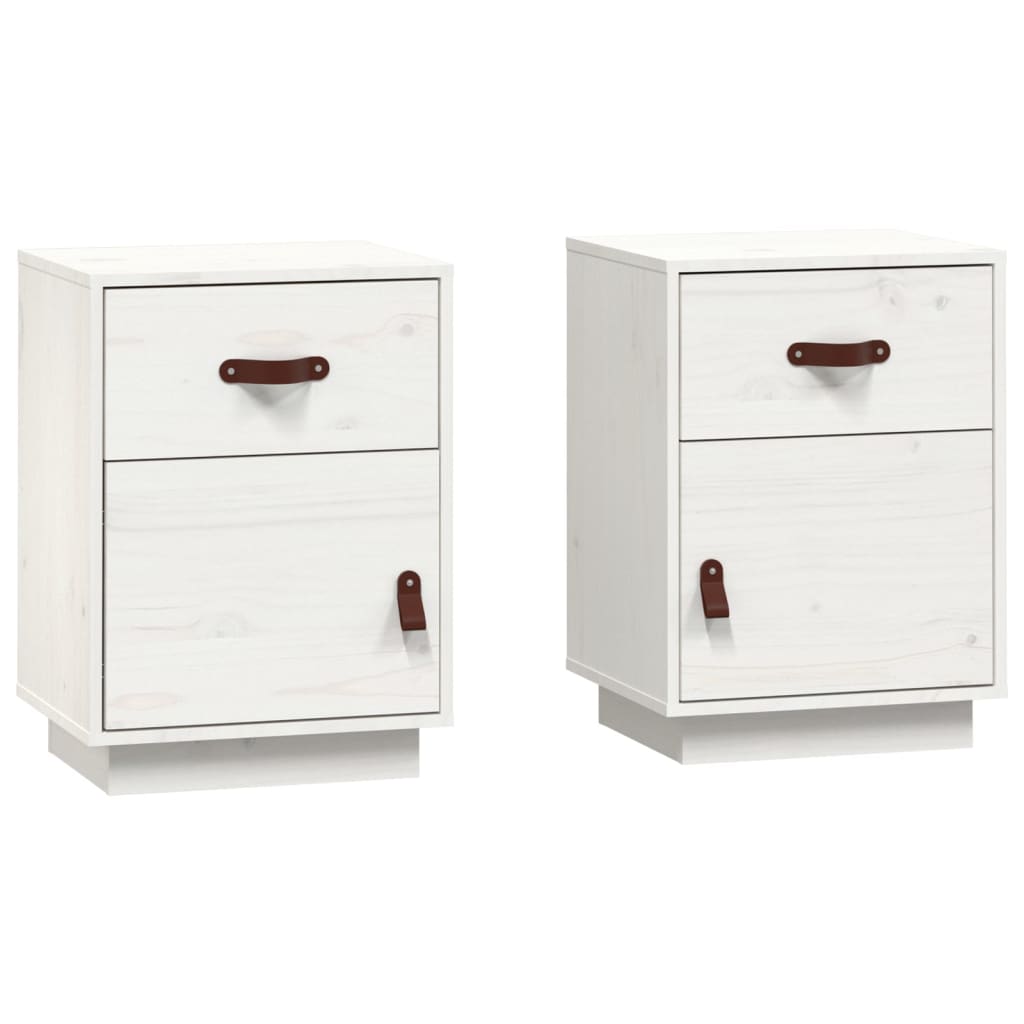 vidaXL Bedside Cabinets 2 pcs White 40x34x55 cm Solid Wood Pine