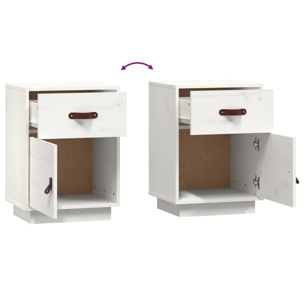 vidaXL Bedside Cabinets 2 pcs White 40x34x55 cm Solid Wood Pine