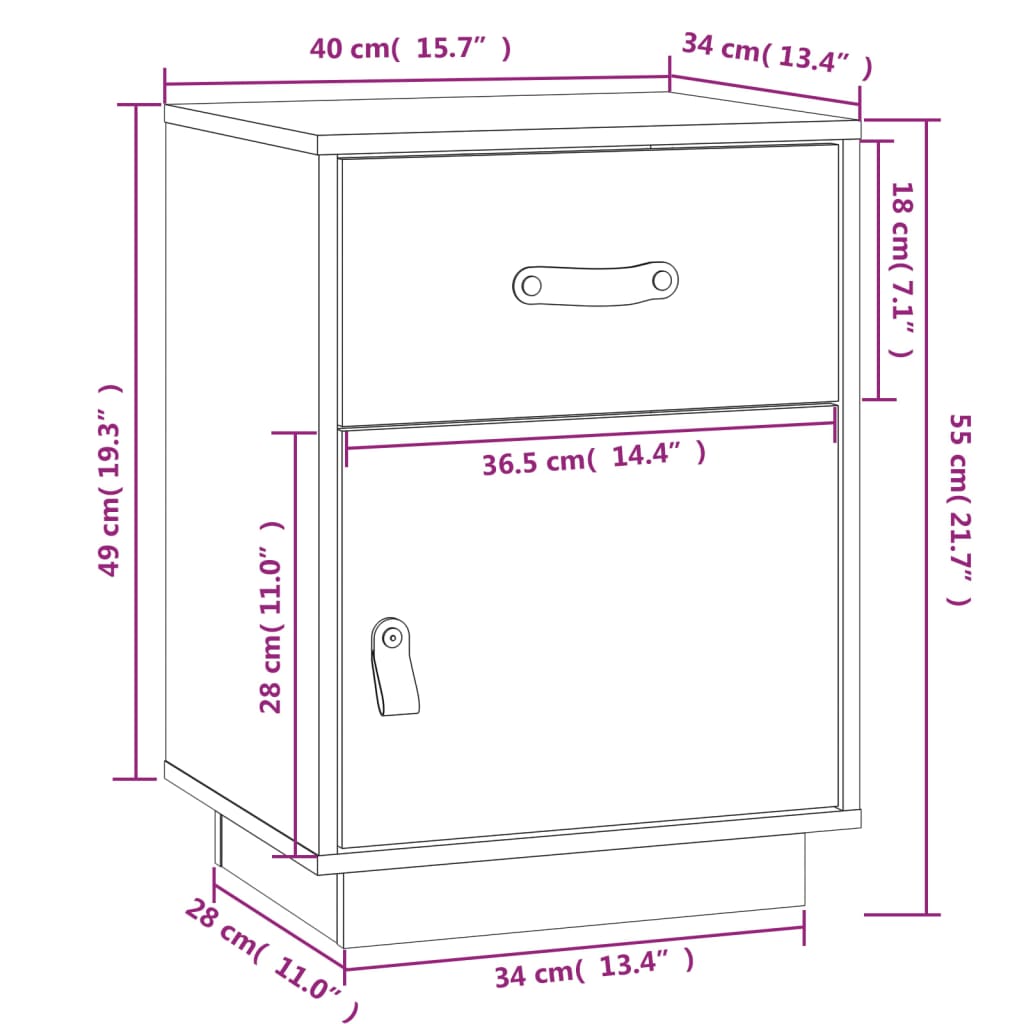 vidaXL Bedside Cabinets 2 pcs White 40x34x55 cm Solid Wood Pine