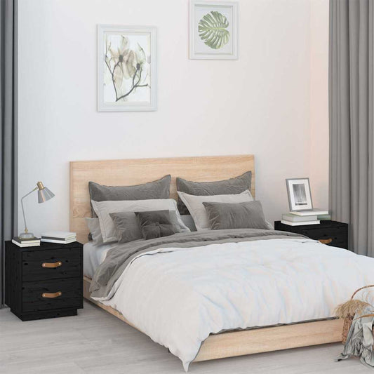 Bedside Cabinet 40x34x45 cm Solid Wood Pine Black