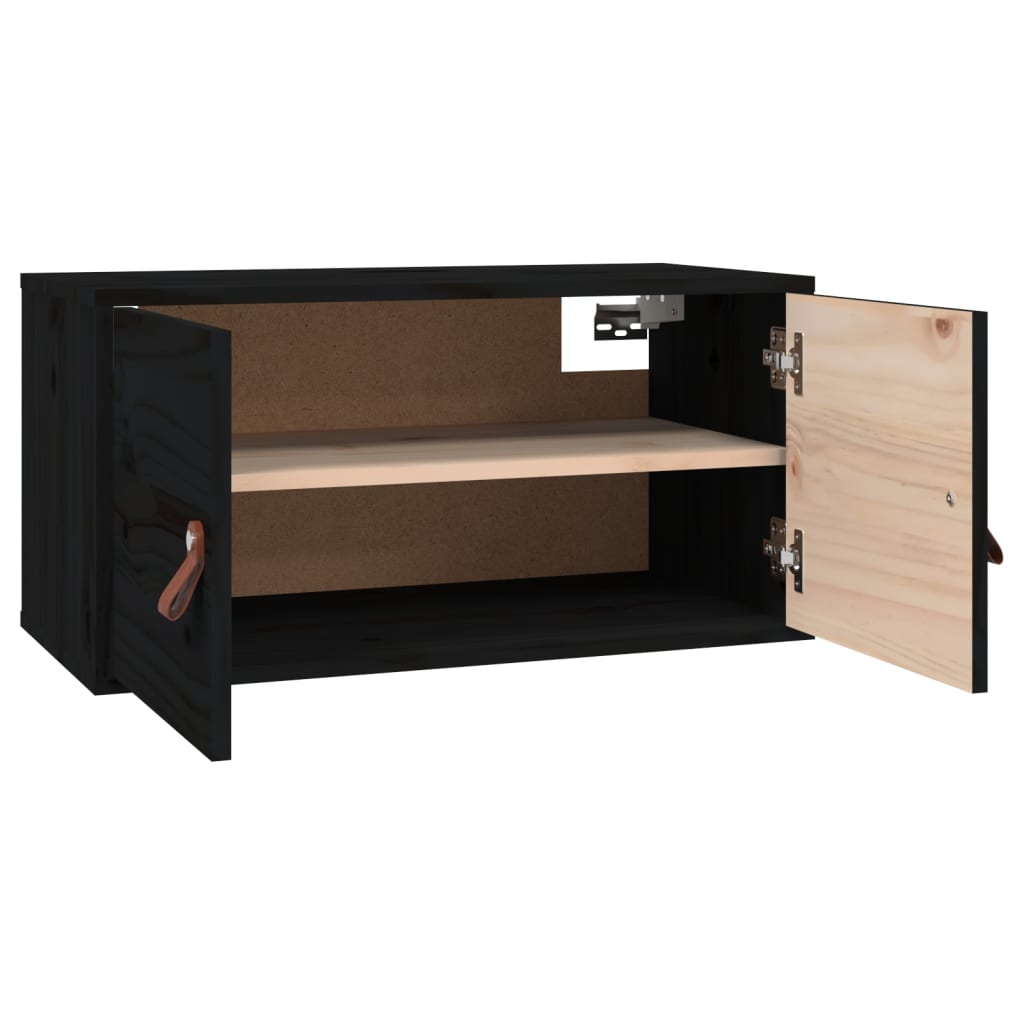 vidaXL Wall Cabinets 2 pcs Black 60x30x30 cm Solid Wood Pine