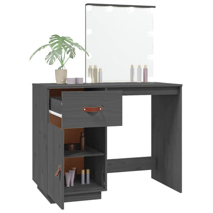 vidaXL Dressing Table with LED Grey 95x50x133.5 cm Solid Wood Pine