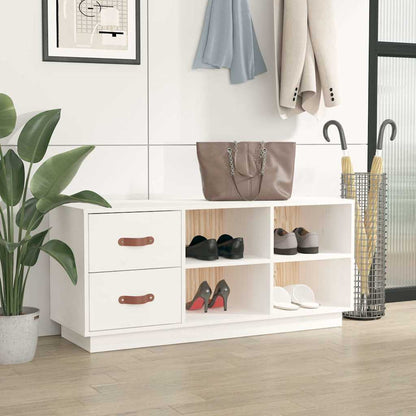 Shoe Bench 100x34x45 cm Solid Wood Pine White