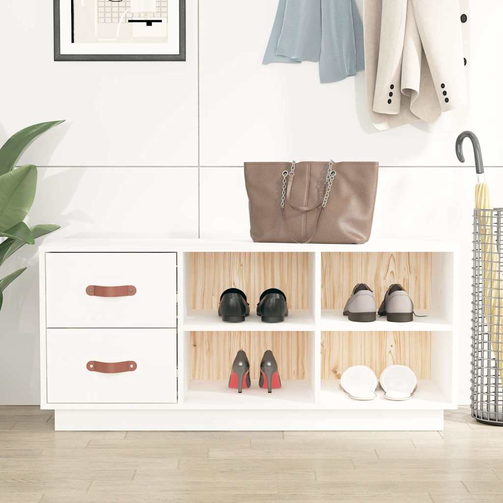 Shoe Bench 100x34x45 cm Solid Wood Pine White