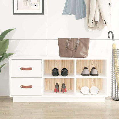 Shoe Bench 100x34x45 cm Solid Wood Pine White