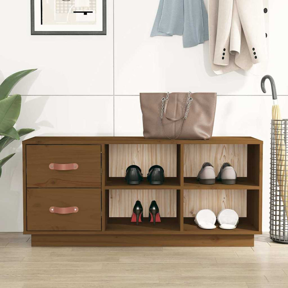 vidaXL Shoe Bench 100x34x45 cm Solid Wood Pine