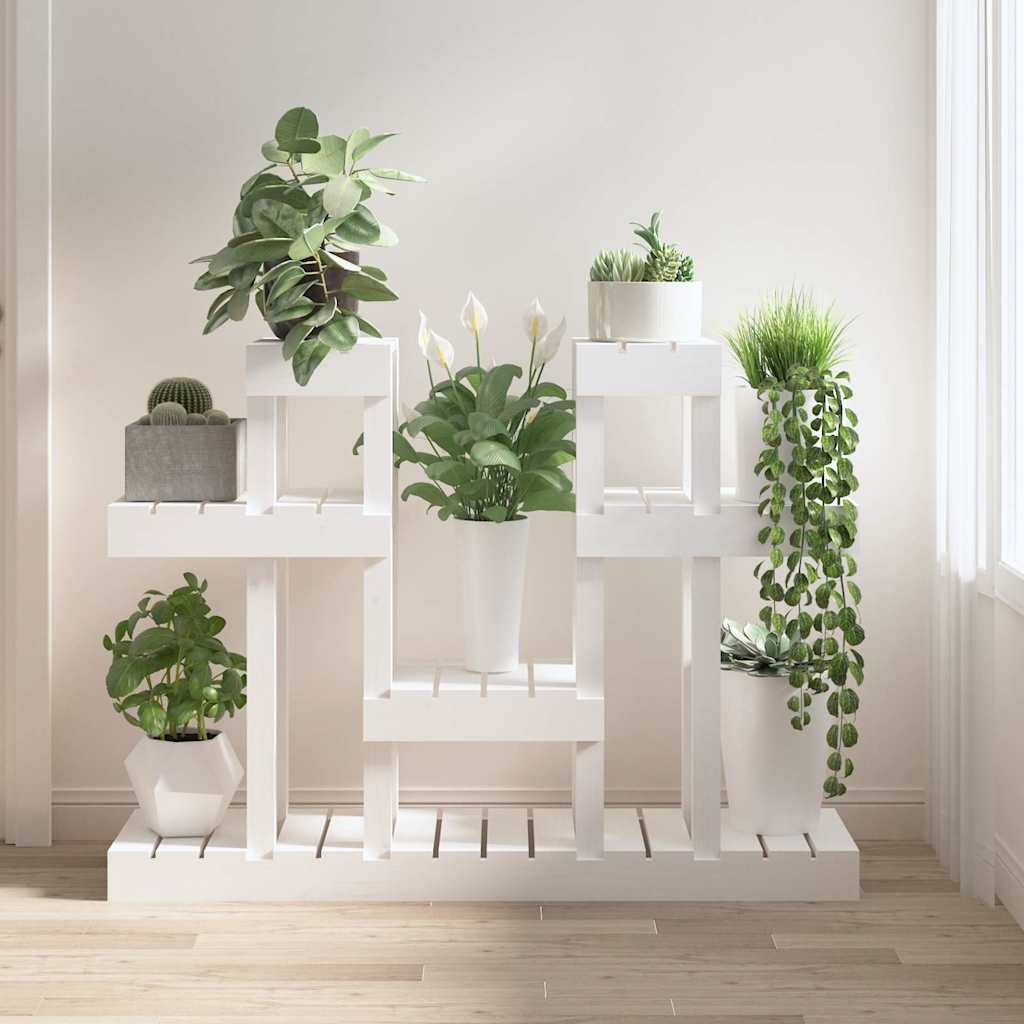 Plant Stand 85x25x109,5 cm Solid Wood Pine White 104.5 cm 77.5 cm