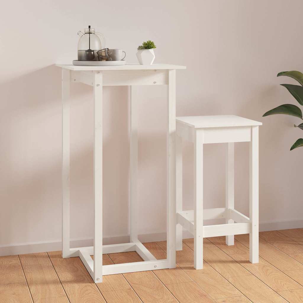 Bar Table Solid Wood Pine White 60 cm 60 cm