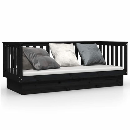 Day Bed without Mattress Solid Wood Pine Black