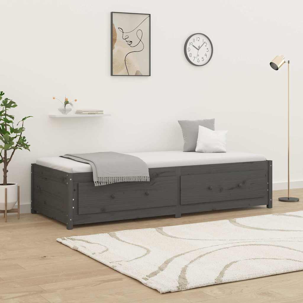 Day Bed without Mattress Solid Wood Pine Grey 90 cm 200 cm