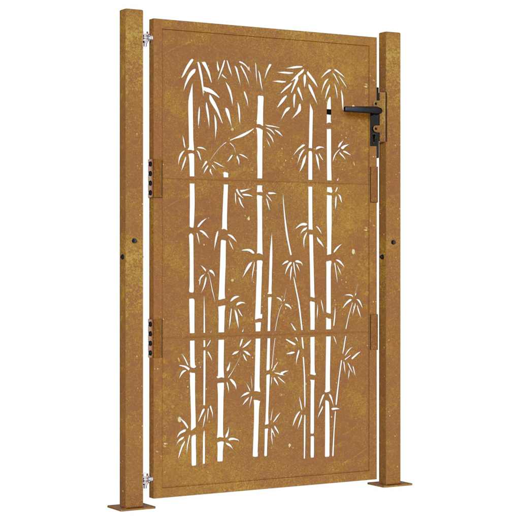 Garden Gate Corten Steel Bamboo Design 100 x 125 cm