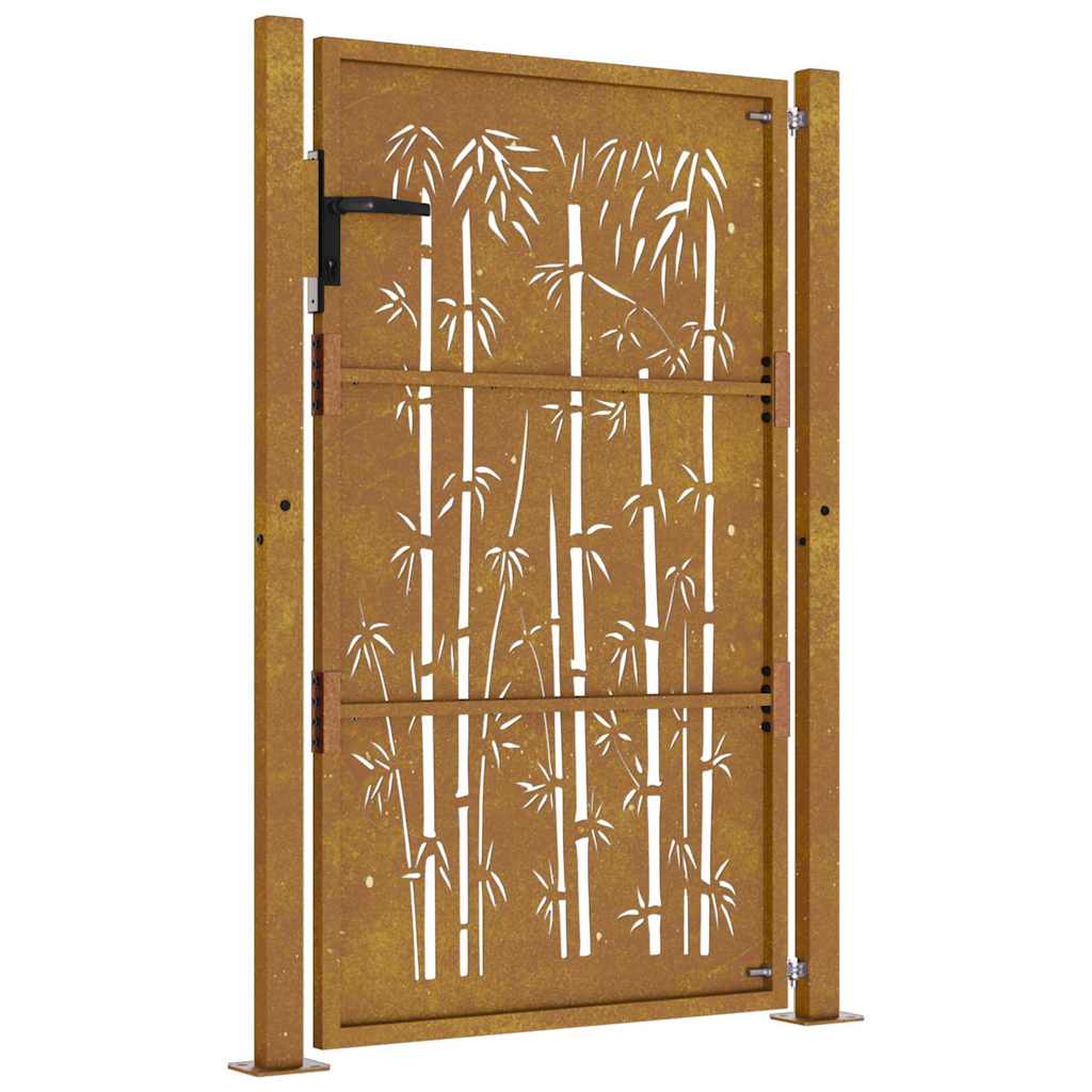 Garden Gate Corten Steel Bamboo Design 100 x 125 cm