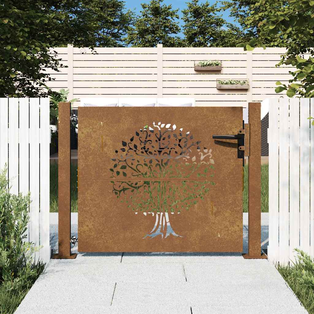 Garden Gate Corten Steel Tree Design Rusty 100 x 75 cm
