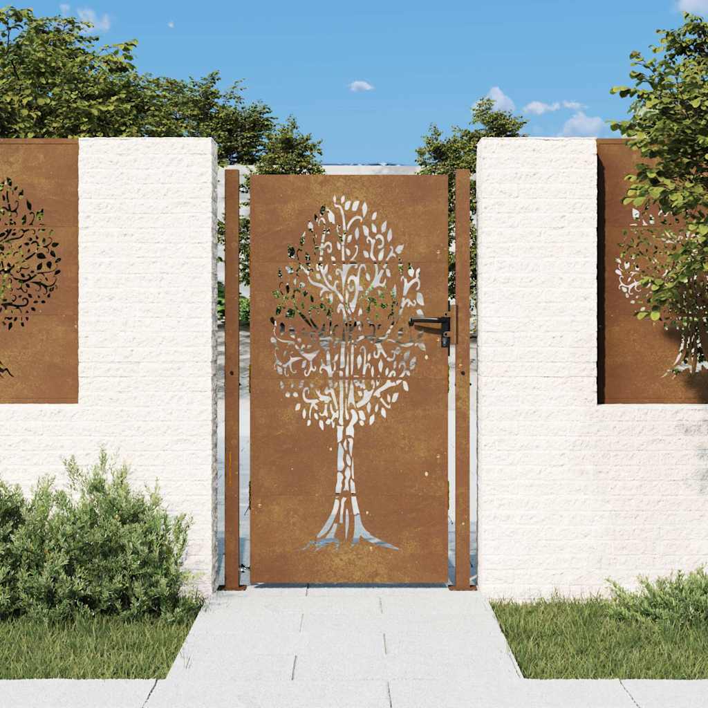 Garden Gate Corten Steel Tree Design Rusty 100 x 175 cm