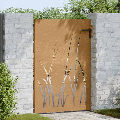 Garden Gate Corten Steel Grass Design 85 x 125 cm