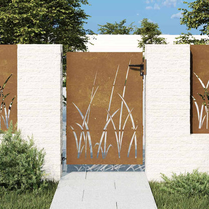 Garden Gate Corten Steel Grass Design 85 x 125 cm