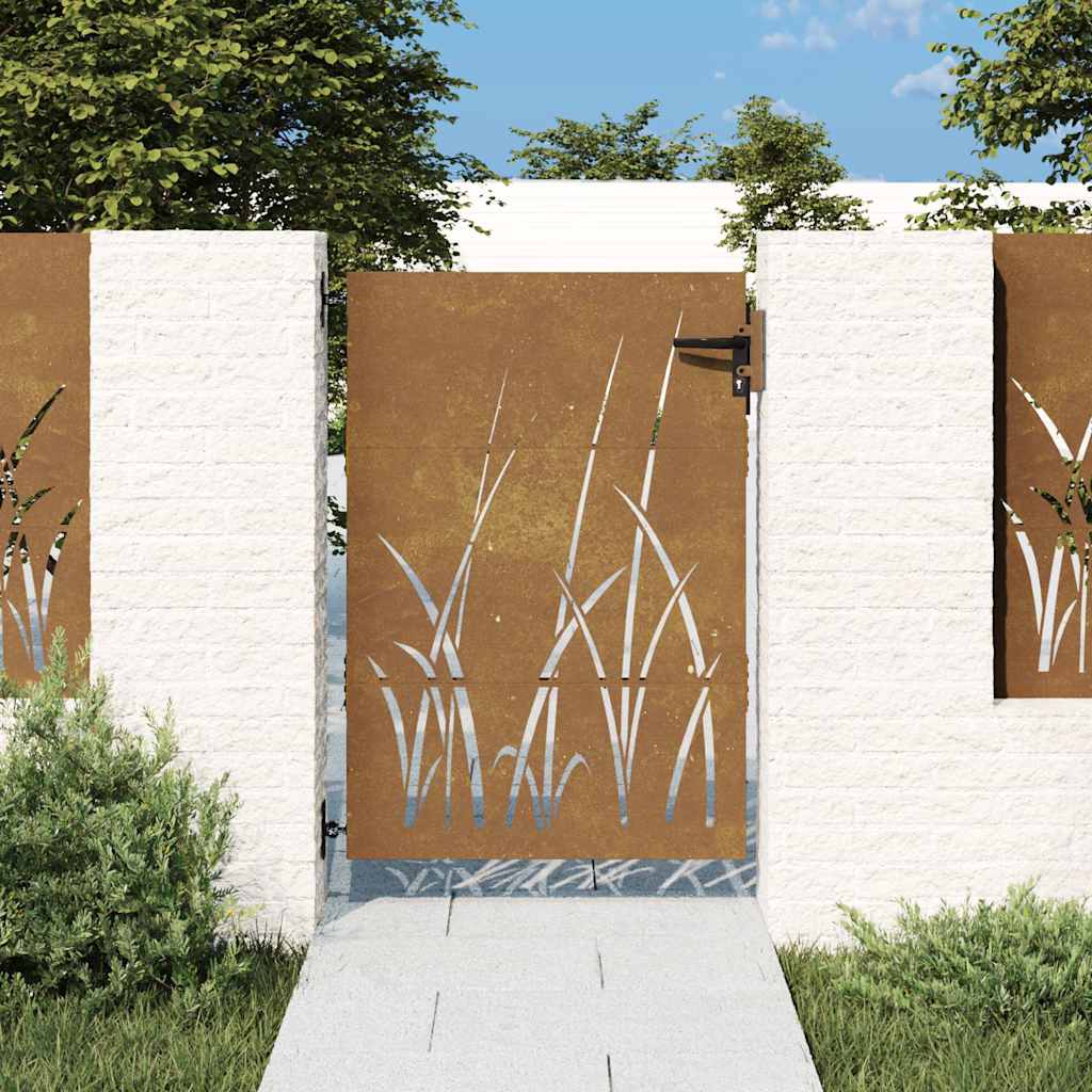 Garden Gate Corten Steel Grass Design 85 x 150 cm