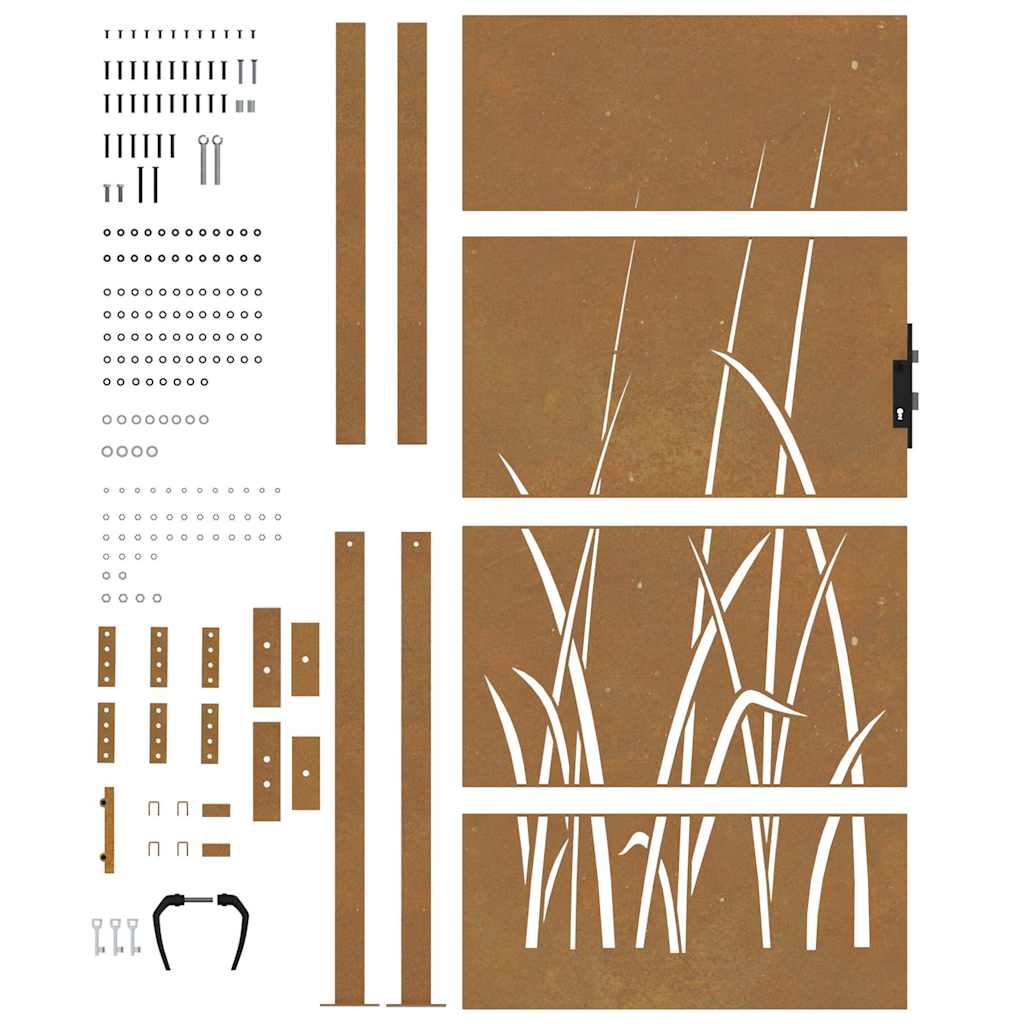Garden Gate Corten Steel Grass Design Rusty 100 x 175 cm
