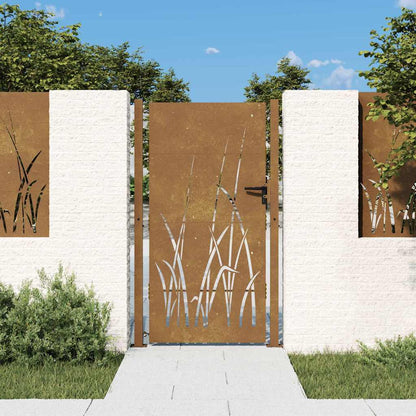 Garden Gate Corten Steel Grass Design Rusty 100 x 175 cm