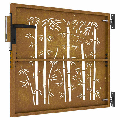 Garden Gate Corten Steel Bamboo Design Rusty 85 x 75 cm