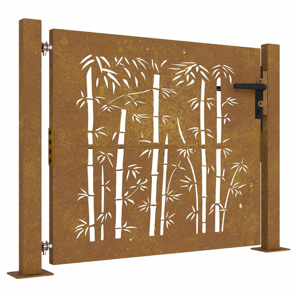 Garden Gate Corten Steel Bamboo Design Rusty 100 x 75 cm