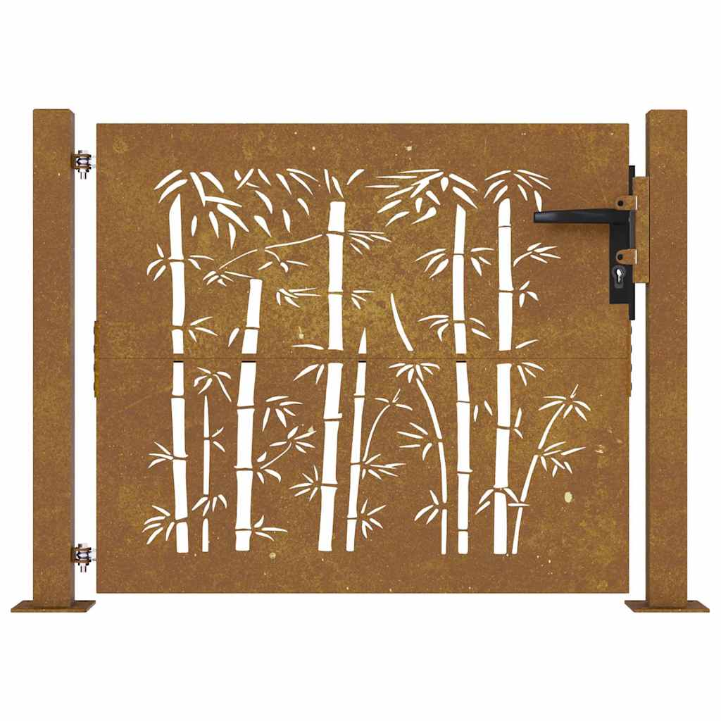 Garden Gate Corten Steel Bamboo Design Rusty 100 x 75 cm