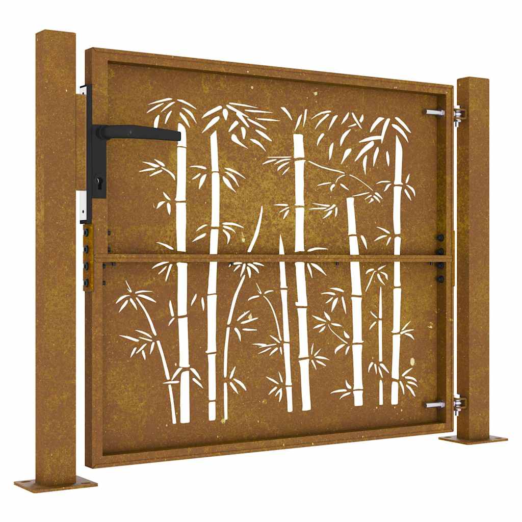 Garden Gate Corten Steel Bamboo Design Rusty 100 x 75 cm