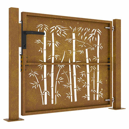 Garden Gate Corten Steel Bamboo Design Rusty 100 x 75 cm