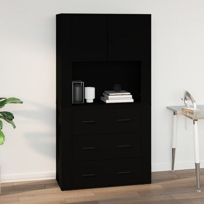 vidaXL Wall Cabinet Black 80x33x80 cm Engineered Wood